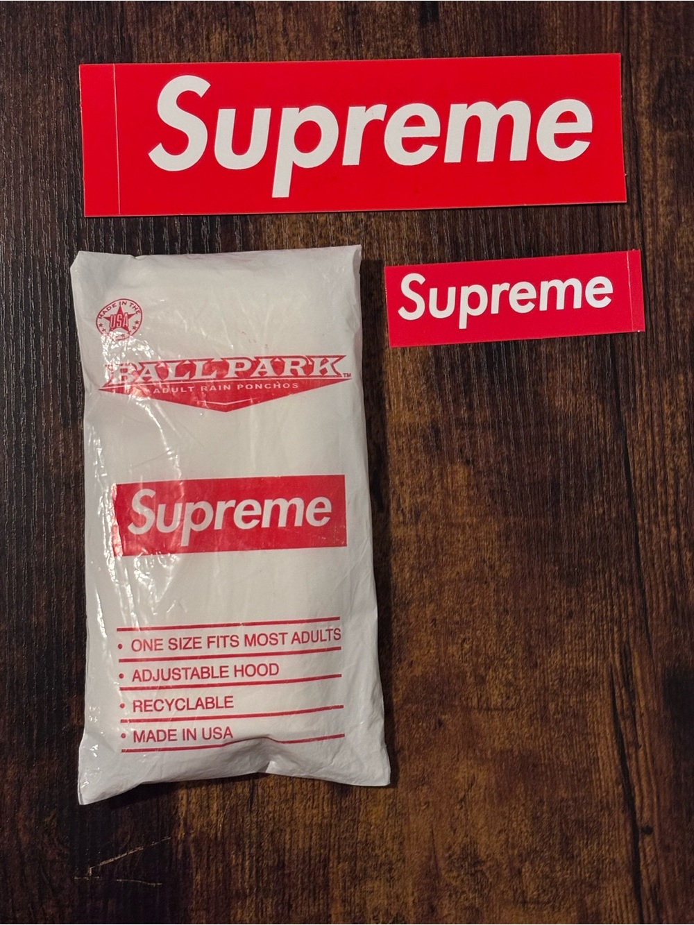 Supreme Ball Park Adult Rain Poncho Red + FW18  Supreme Mini Red Box + Redbox